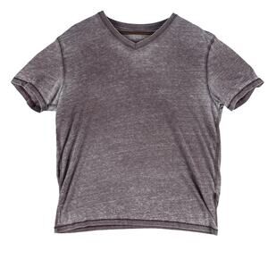 Lucky Brand Mens Venice Burnout V-Neck T-Shirt L Mauve Purple Short Sleeve